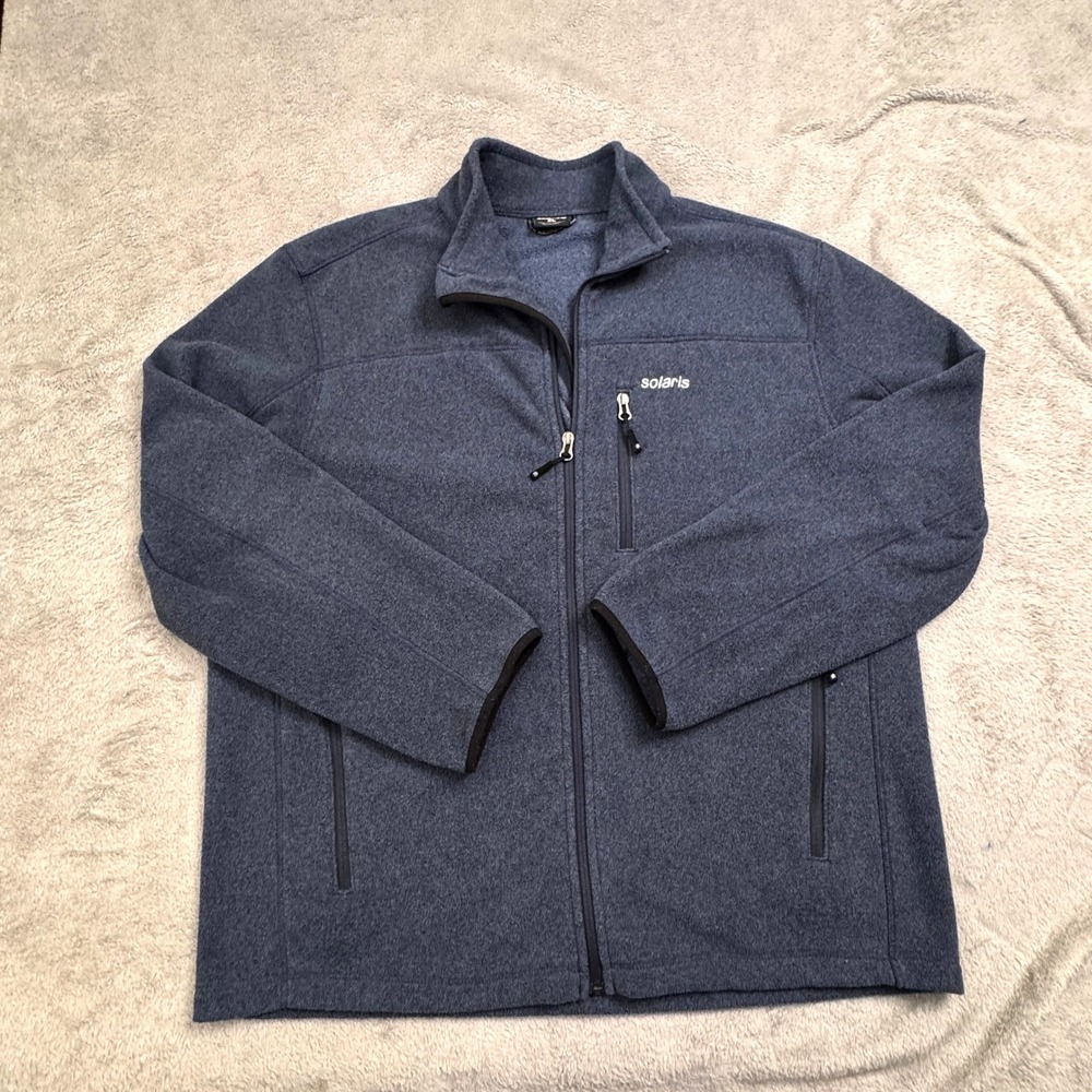 Solaris Men's Fleece Jacket Full Zip Navy Blue Size XL Outdoor Casual Wear